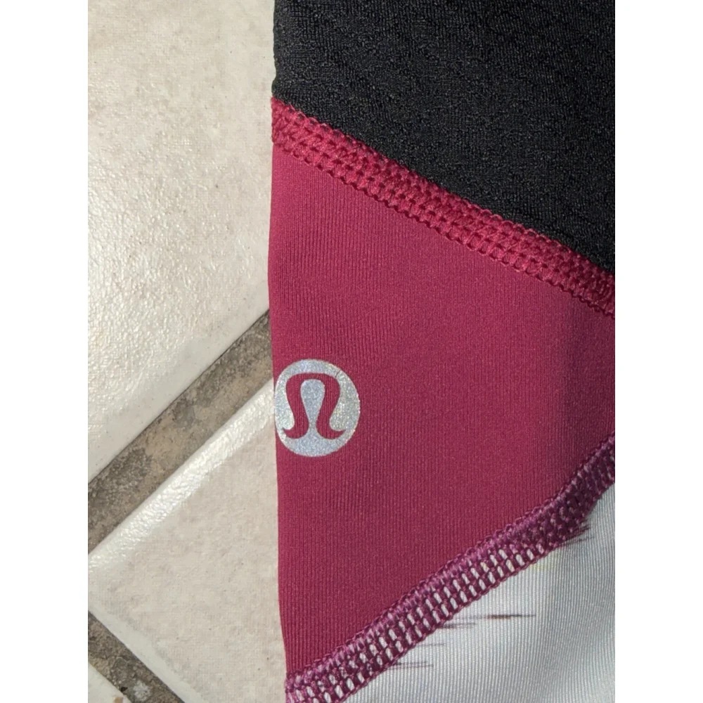 LULULEMON PACE RIVAL CROP 22”LEGGING BLACK PINK SIZE 4 - Picture 6 of 7